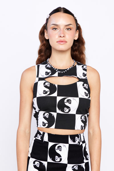 Harmony Blk/Wht Cut Out Tank