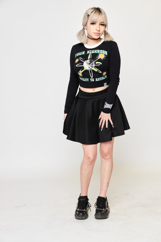 Space Cadet Crop Black L/S Tee