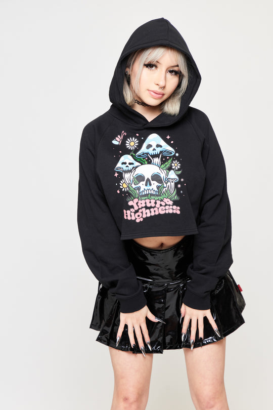 Root Rot Crop Hoodie Black