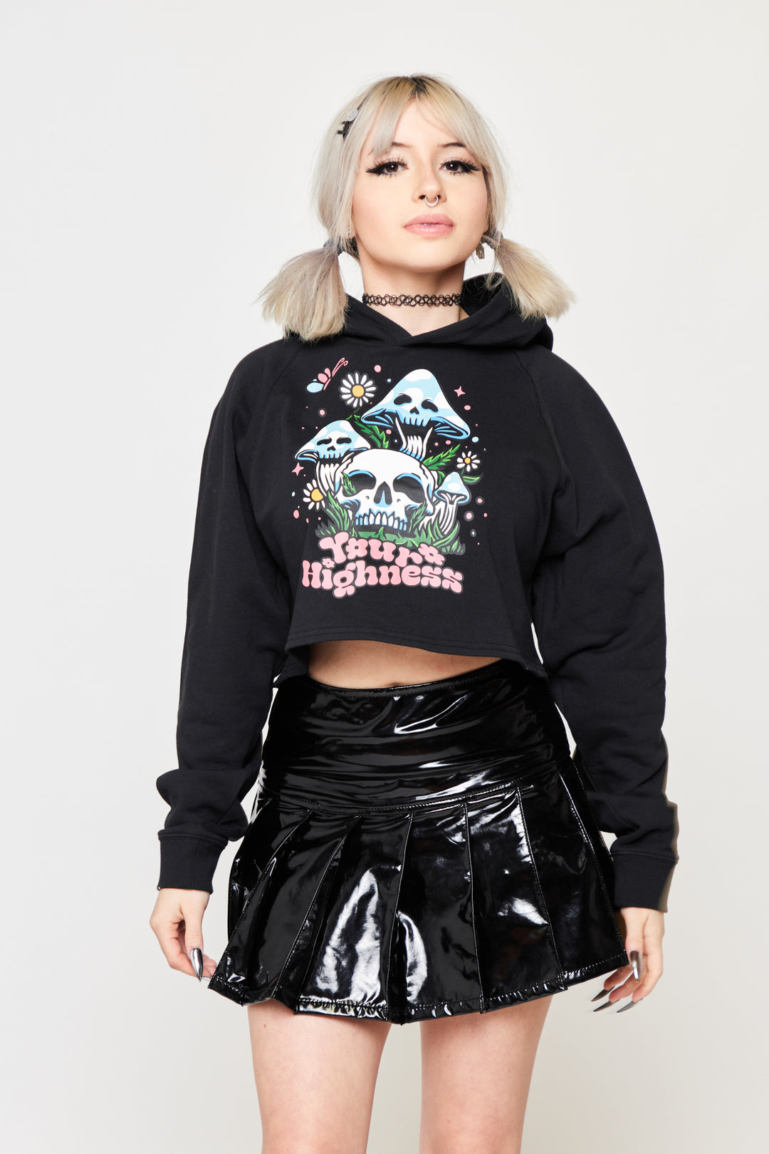 Root Rot Crop Hoodie Black