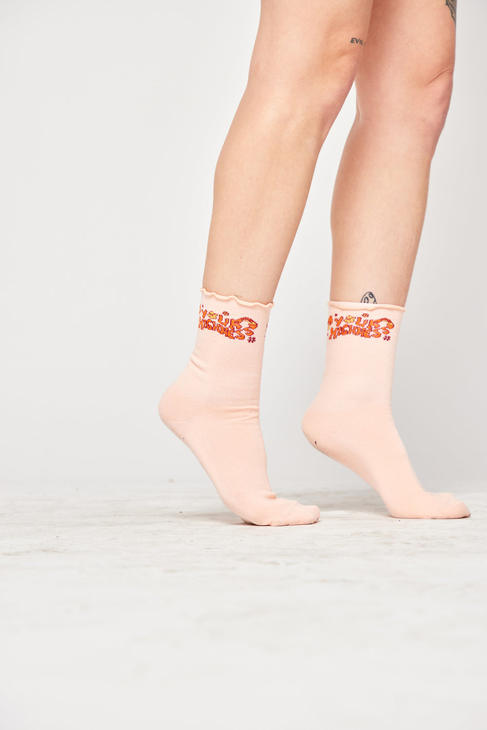 In the Groove Ruffle Sock Peach