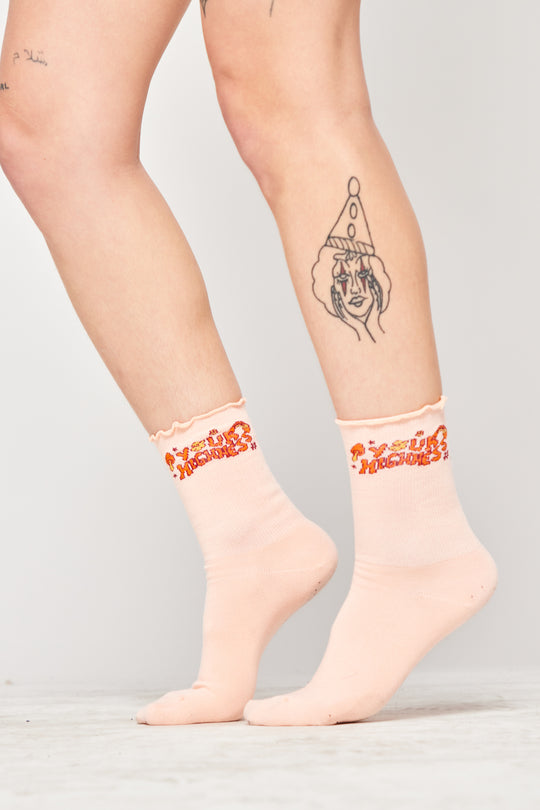 In the Groove Ruffle Sock Peach