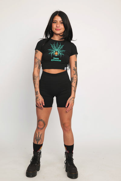 The Widow Lace Up Crop Tee