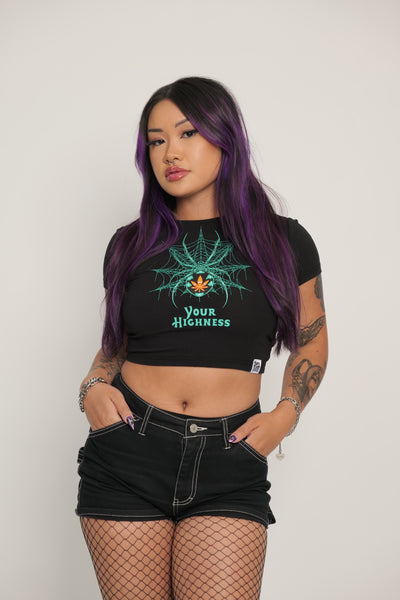 The Widow Lace Up Crop Tee