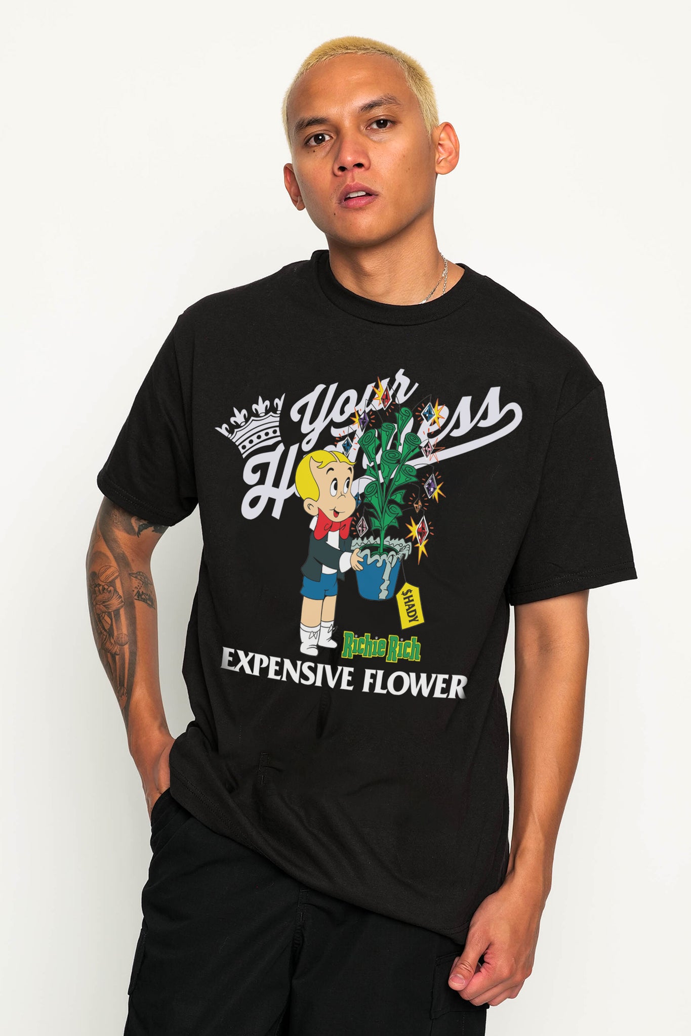 YH x Richie Rich Expensive Flower Tee Black