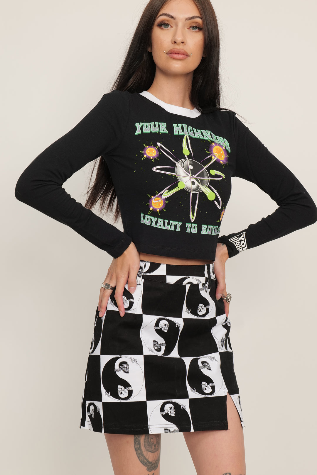 Space Cadet Crop Black L/S Tee