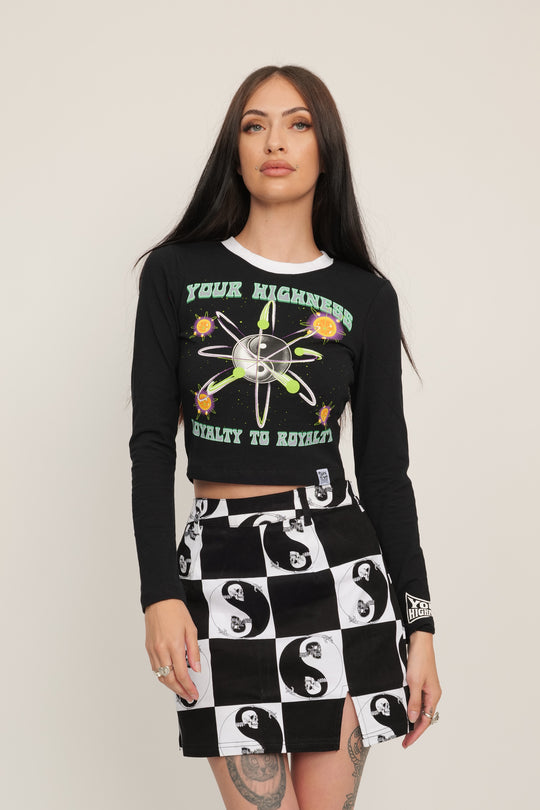 Space Cadet Crop Black L/S Tee