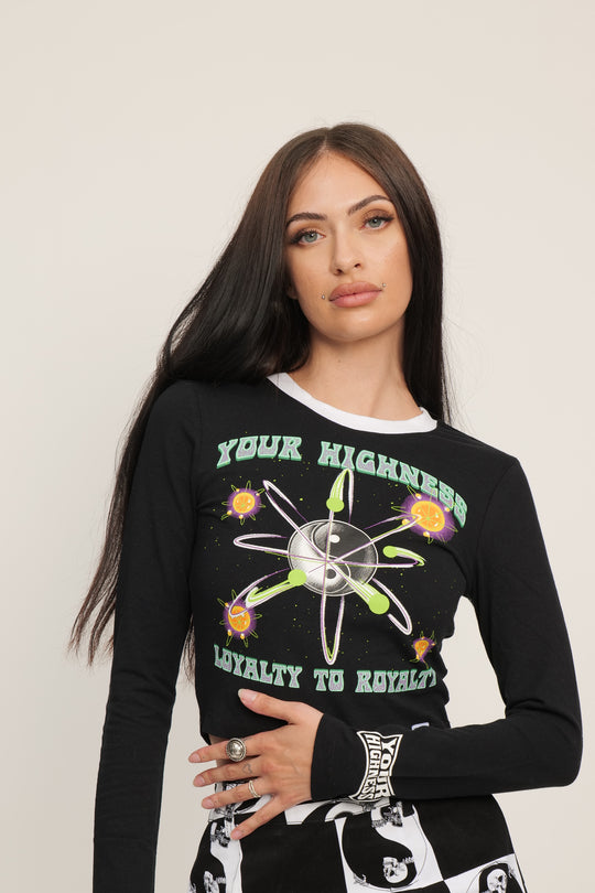 Space Cadet Crop Black L/S Tee