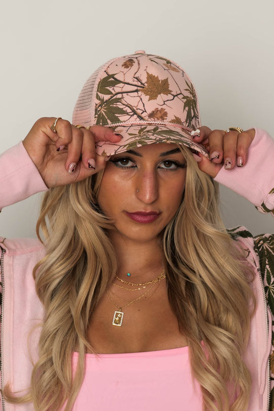 Autumn Camo Trucker Hat Pink