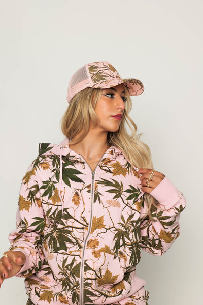 Autumn Camo Trucker Hat Pink