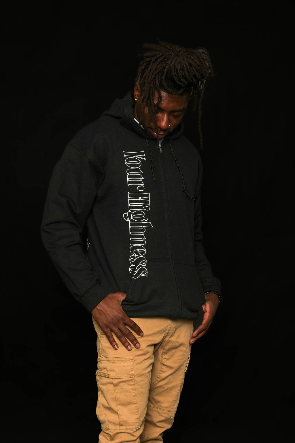 Camellia Zip Hoodie Black
