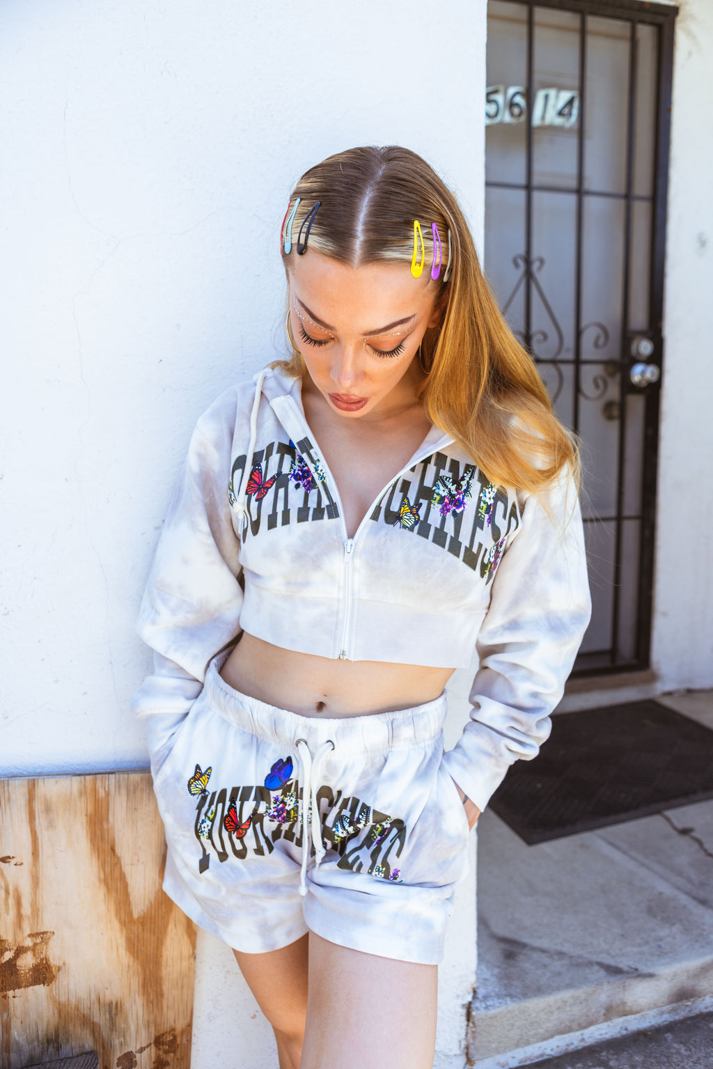 Woodlands Crop Zip Hoodie White