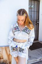 Woodlands Crop Zip Hoodie White, alternate view 6