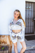 Woodlands Crop Zip Hoodie White, alternate view 2