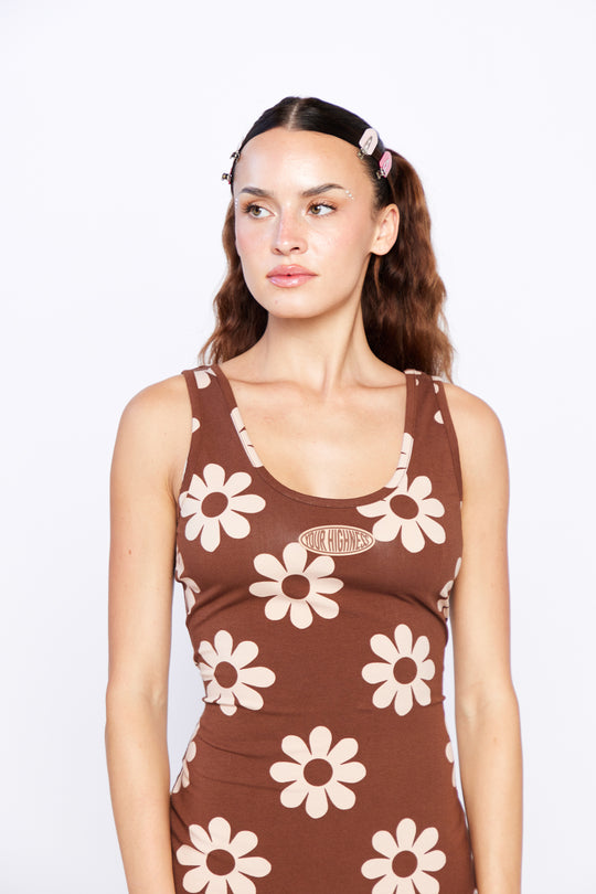 Hazy Daisy Brown Tank Dress