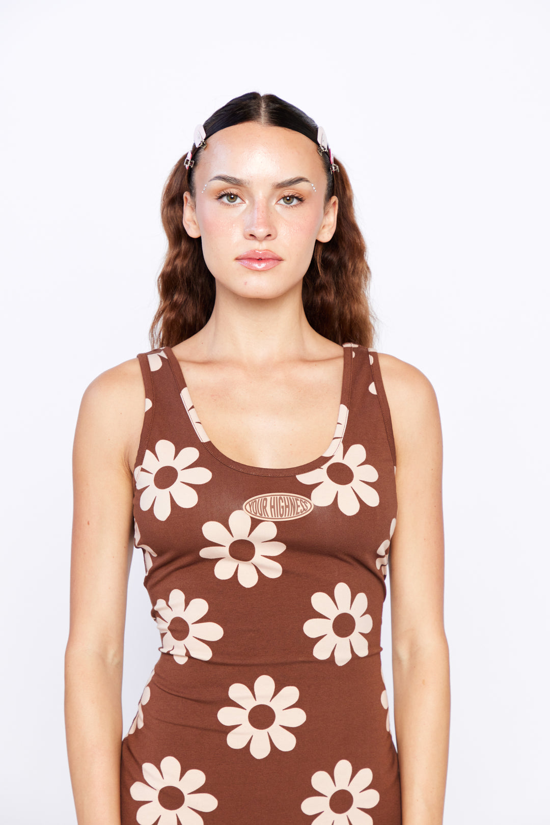 Hazy Daisy Brown Tank Dress