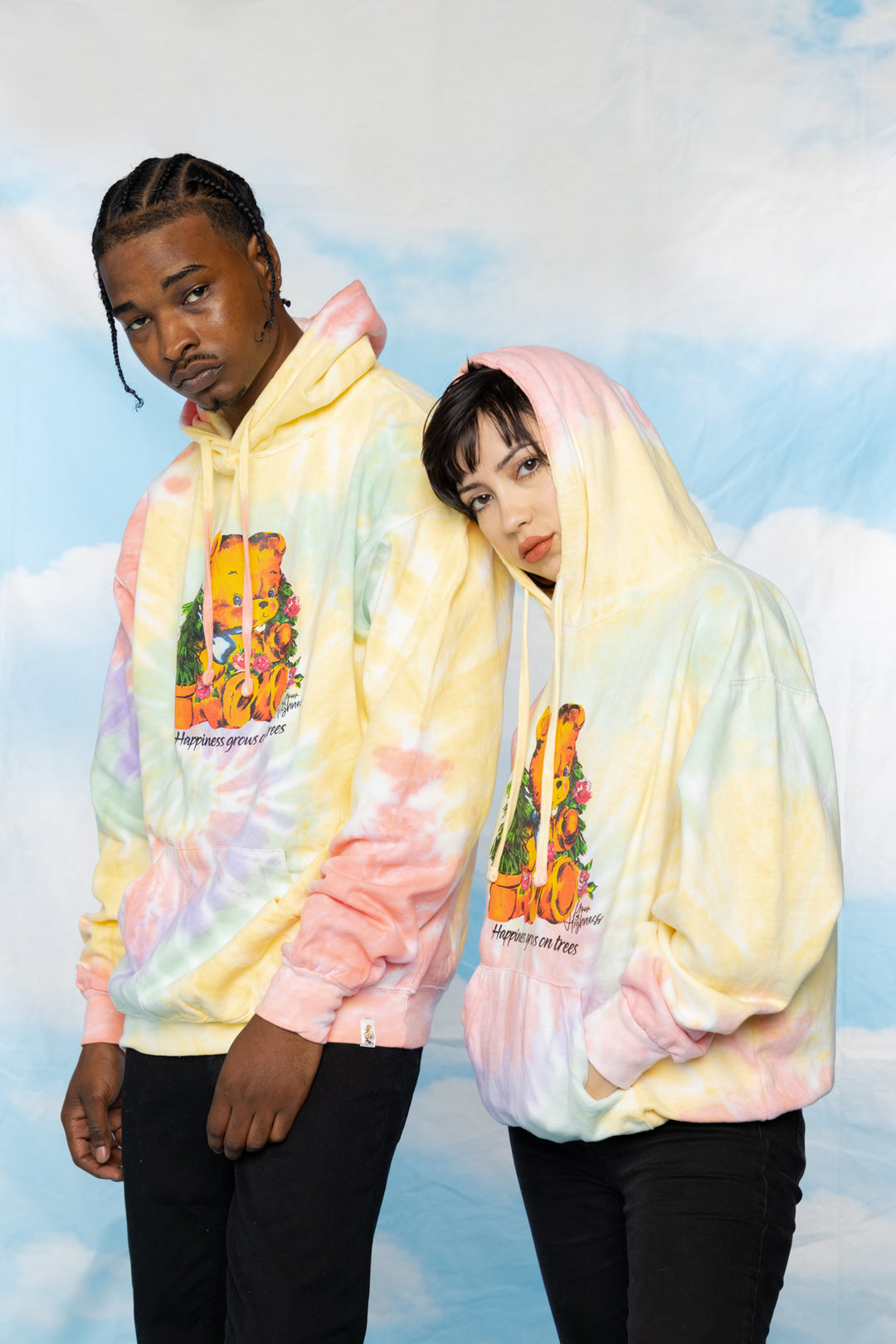 Trees Tie Dye Hoodie Rainbow