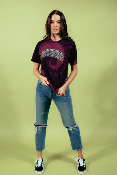 Graduate Tie Dye Tee Maroon Spiral