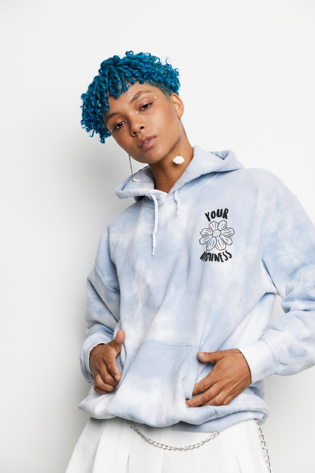 Wake & Bake Blue Tie Dye Hoodie