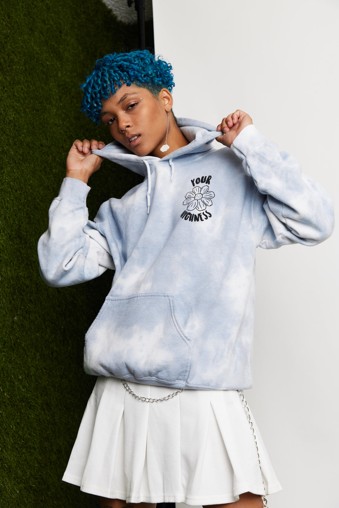 Wake & Bake Blue Tie Dye Hoodie