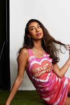 Groovy Baby Red Tie Dye Heart Midi Dress