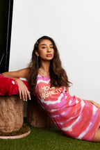 Groovy Baby Red Tie Dye Heart Midi Dress